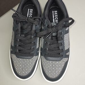 Sketchers Black Air Cushioned Fashion Sneakers W/ Tie Up Womens 6.5